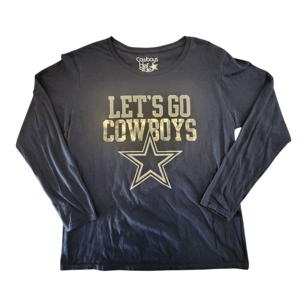 Dallas Cowboys NFL Women's Blue Long Sleeve Logo Shirt,Size Medium‎ NWOT Shiney
